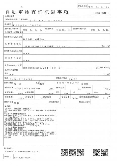増々トン　３.２m3　ミキサー