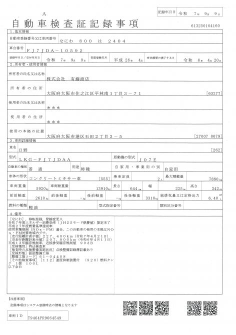 増々トン　３.２m3　ミキサー
